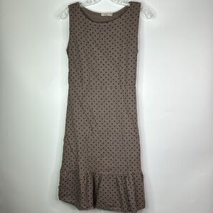 Stella Martini Brown Polka Dot Linen Dress Size Medium